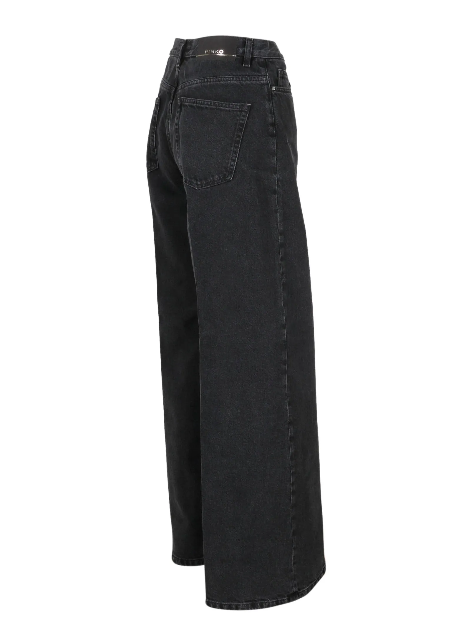 Pinko Logo Patch Wide Leg Jeans