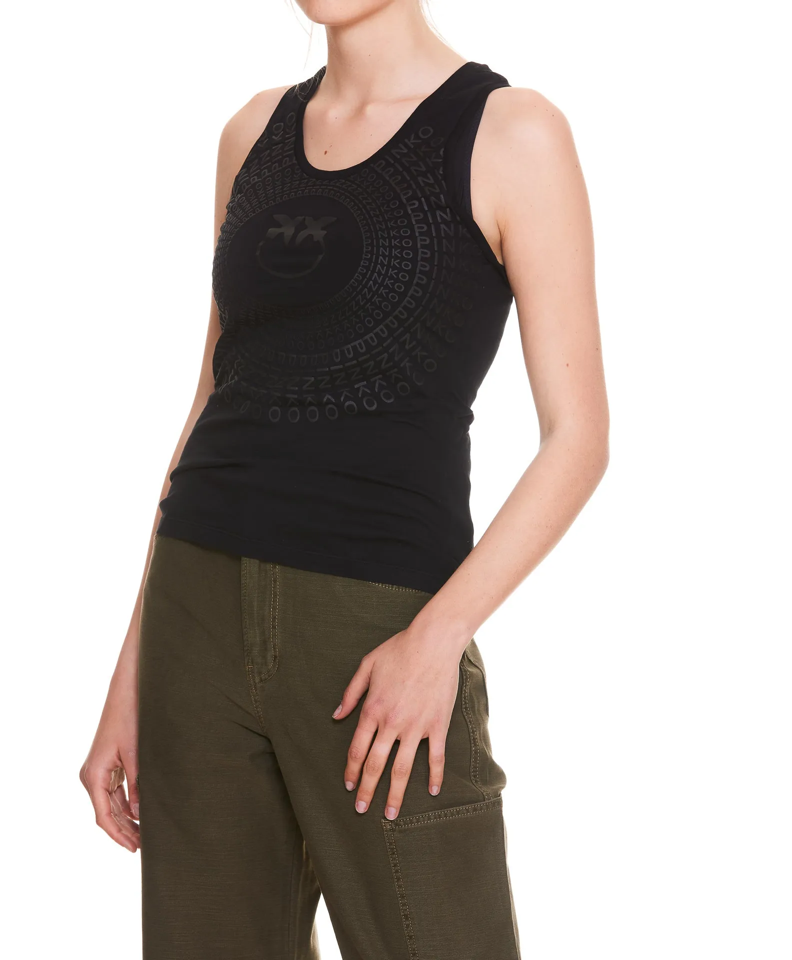 Pinko Logo Printed Round-Neck Tank Top