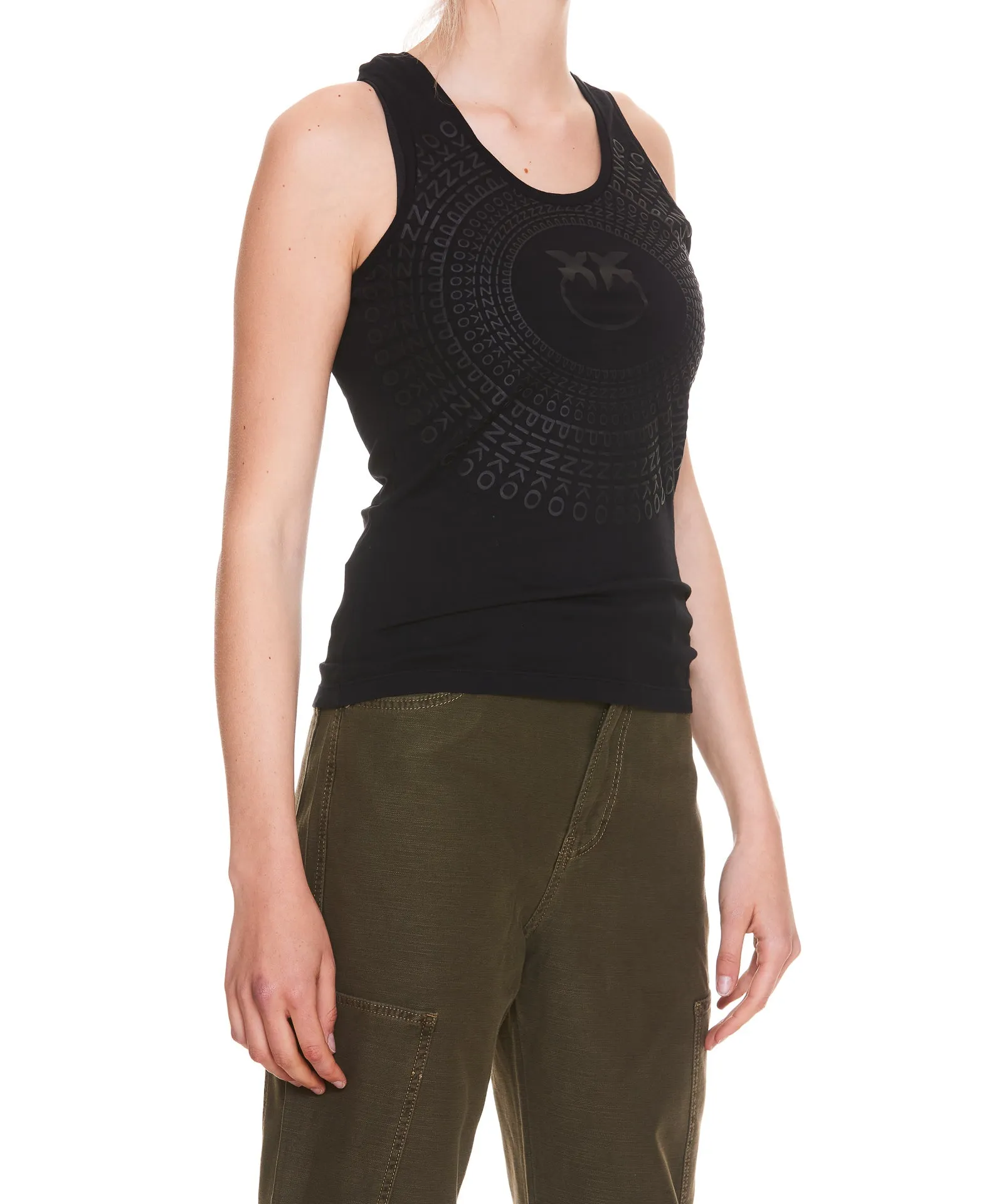 Pinko Logo Printed Round-Neck Tank Top