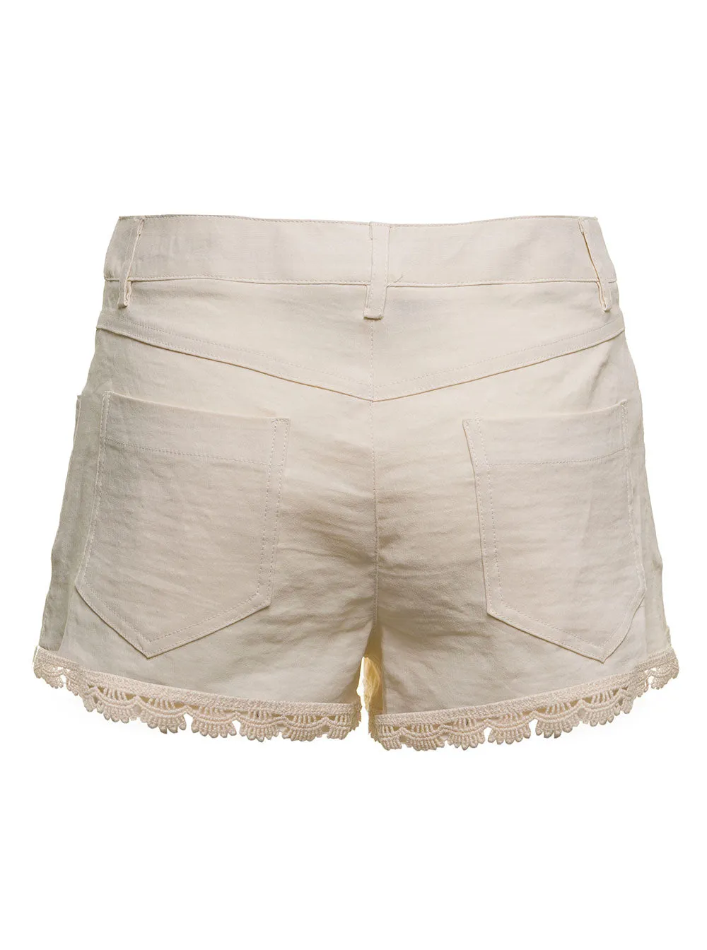 Pinko Mid-Rise Lace Trim Shorts