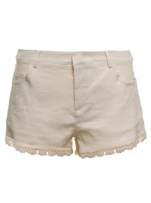 Pinko Mid-Rise Lace Trim Shorts