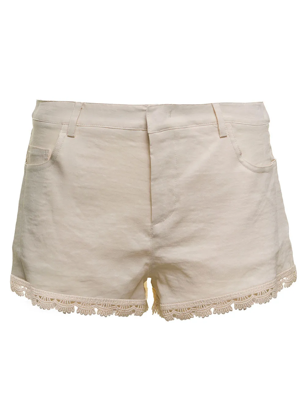 Pinko Mid-Rise Lace Trim Shorts