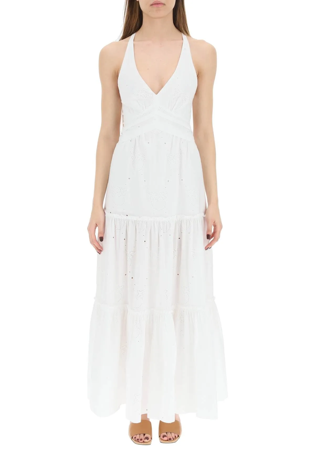 Pinko Monogram Embroidered Maxi Dress