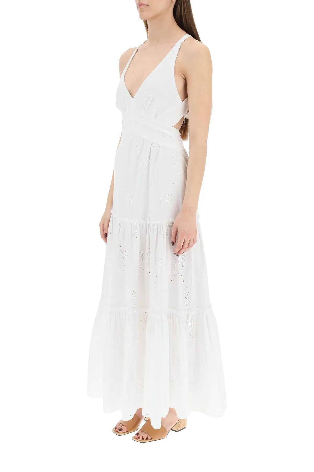 Pinko Monogram Embroidered Maxi Dress