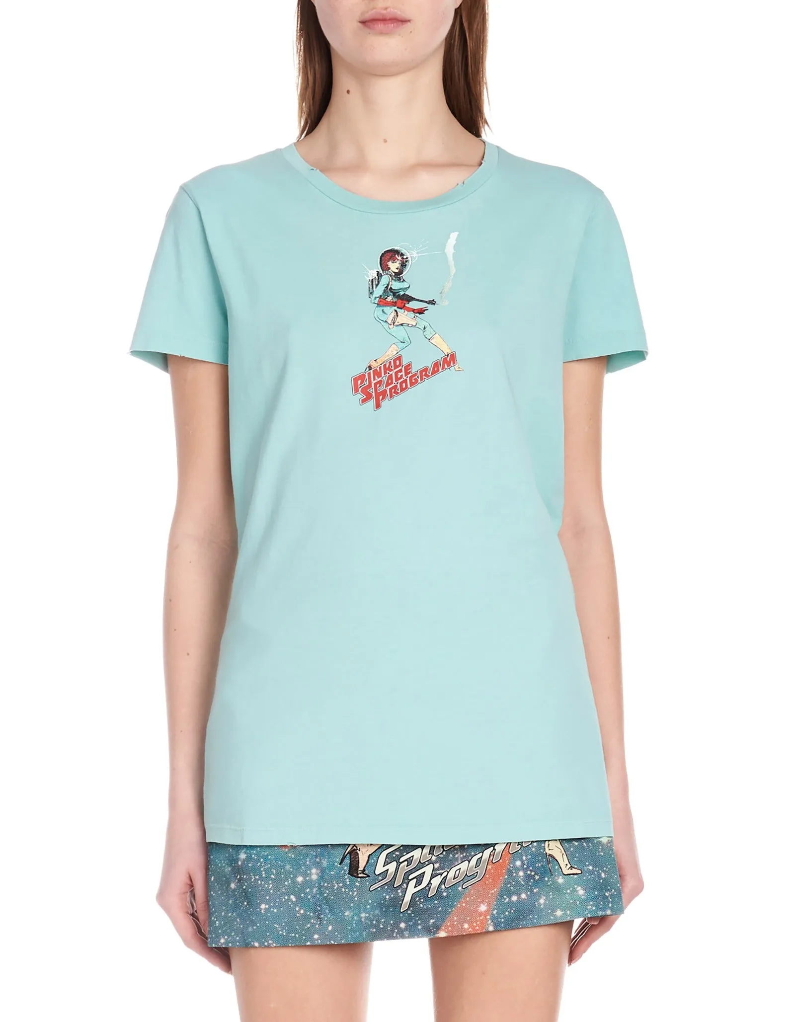 Pinko Space-Printed Crewneck T-Shirt