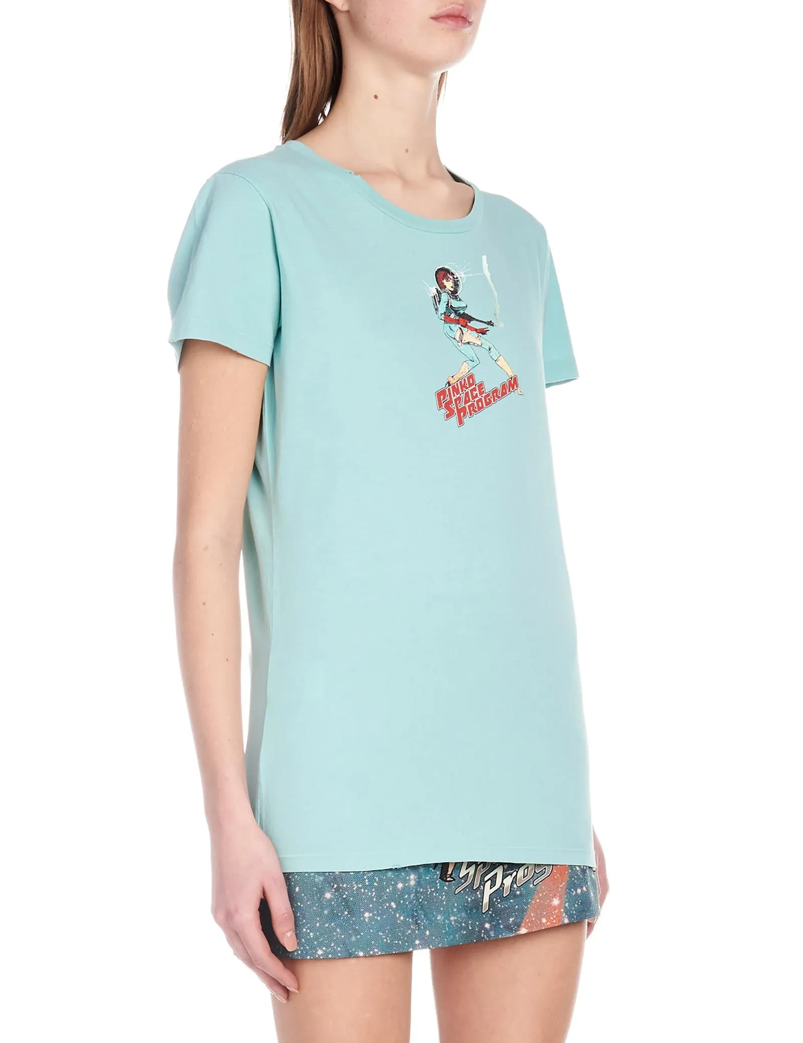 Pinko Space-Printed Crewneck T-Shirt