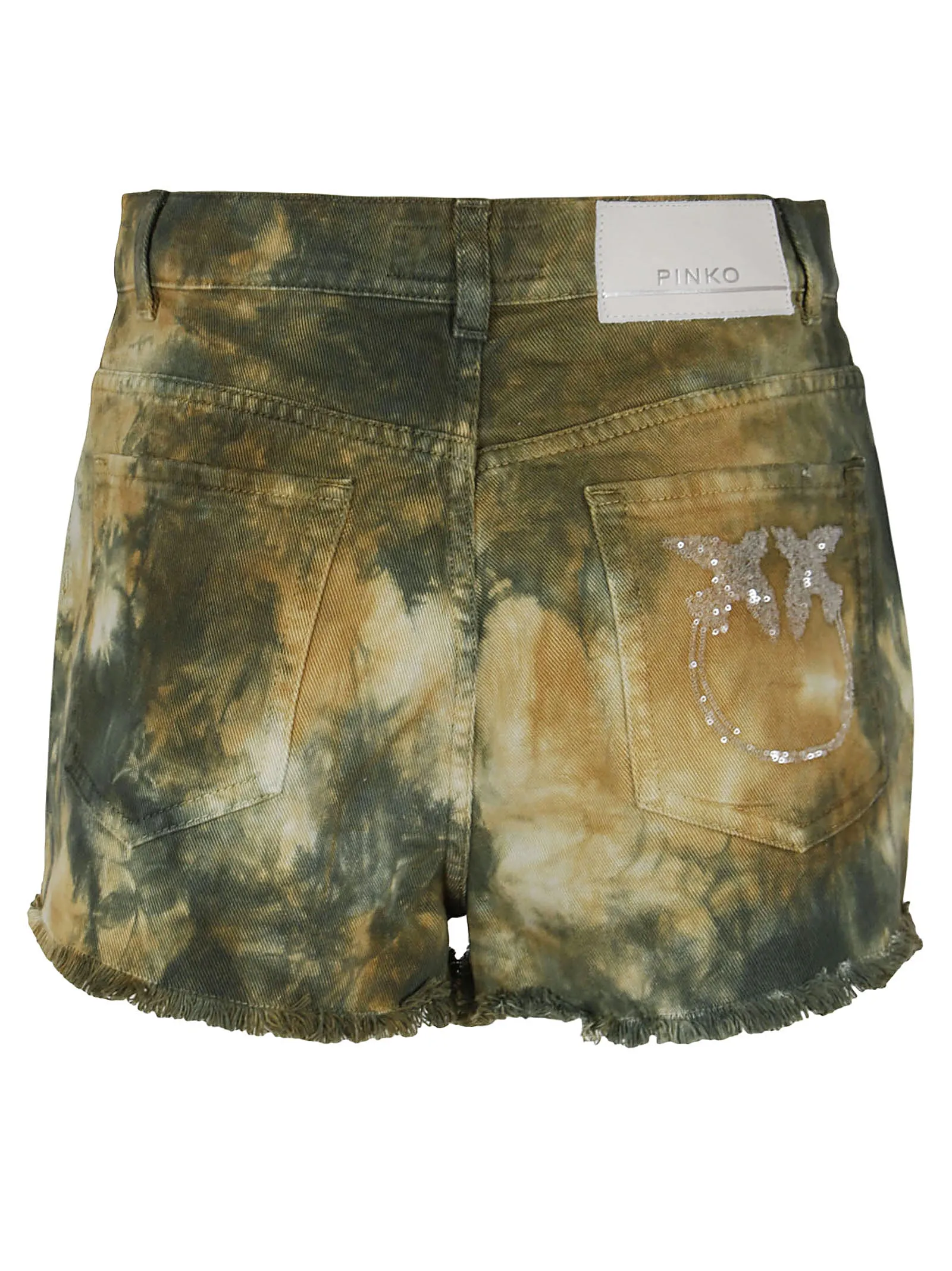 Pinko Tie-Dyed Distressed Denim Shorts