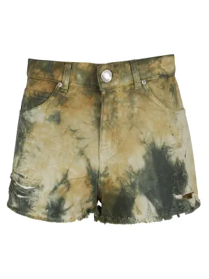Pinko Tie-Dyed Distressed Denim Shorts