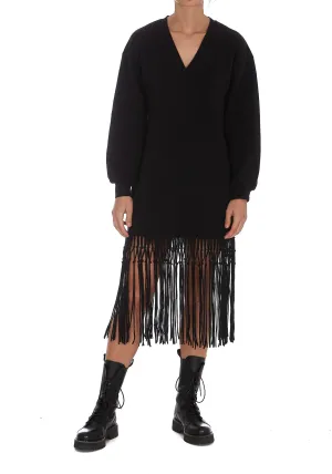 Pinko V-Neck Fringed Dress