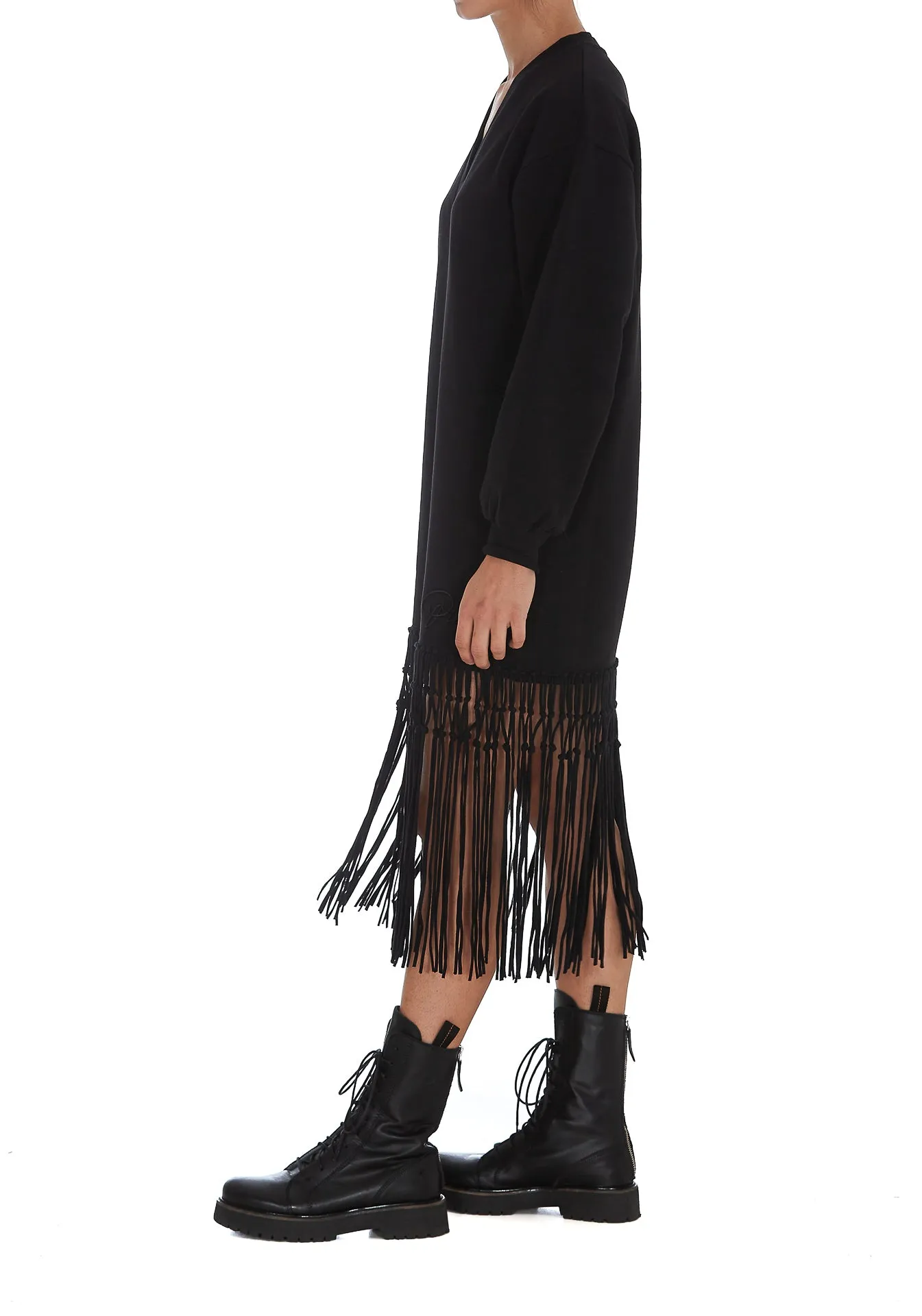 Pinko V-Neck Fringed Dress