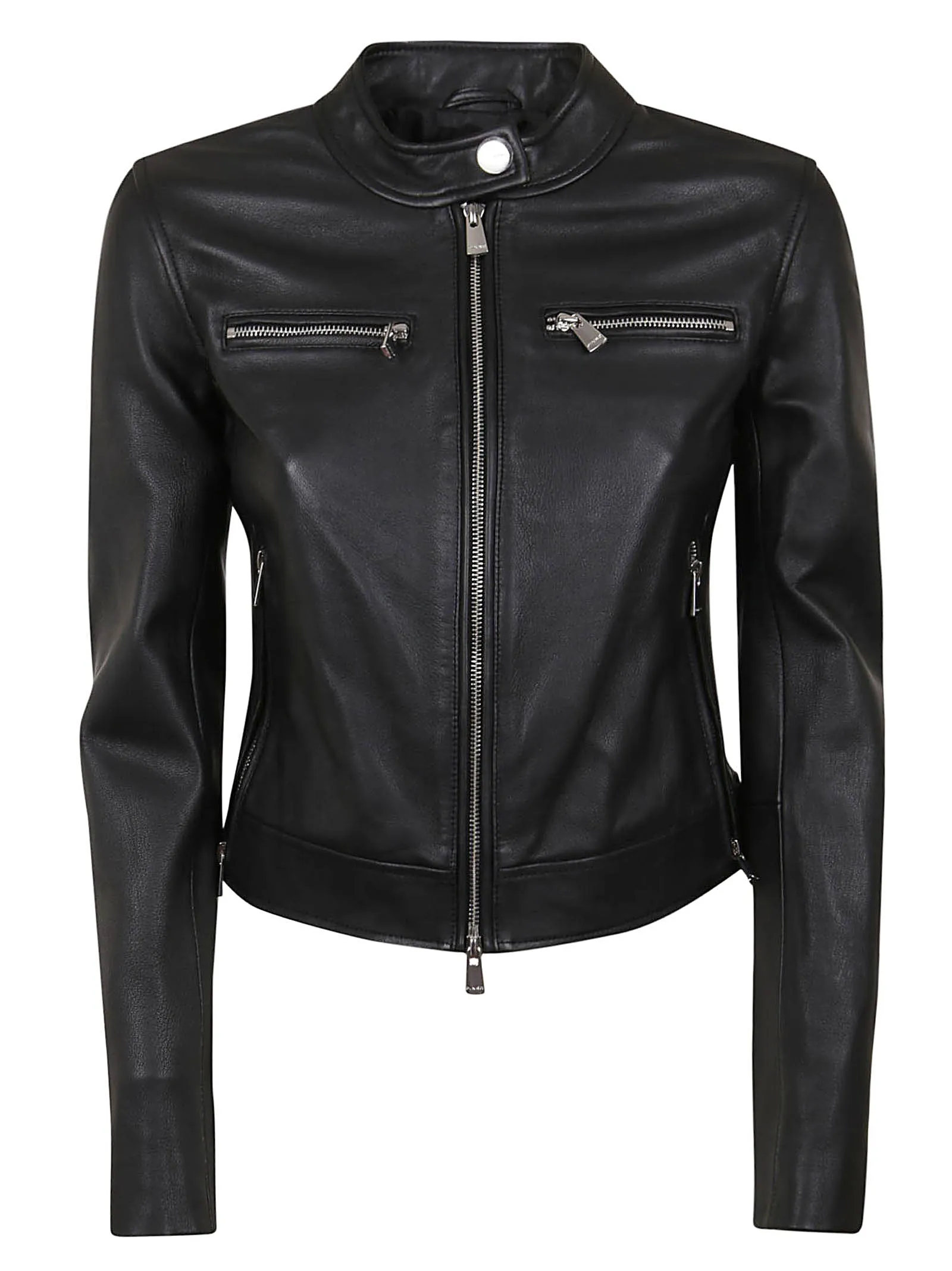 Pinko Zipped Mockneck Biker Jacket