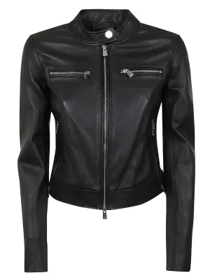 Pinko Zipped Mockneck Biker Jacket