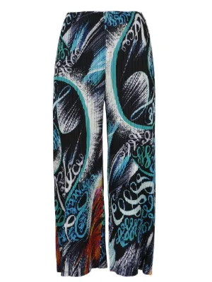 Pleats Please By Issey Miyake Abstract Printed Elasticated Waist Trousers