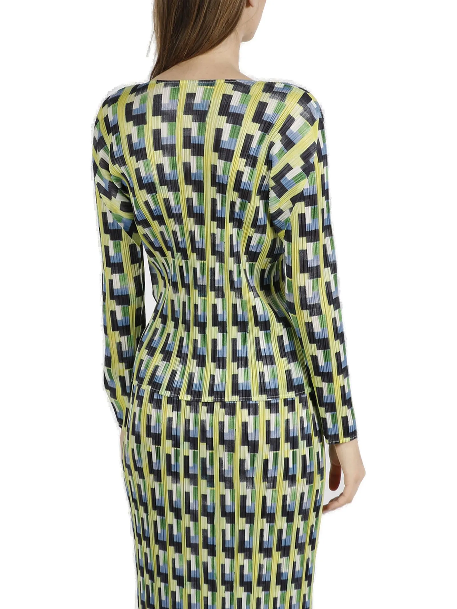 Pleats Please By Issey Miyake Geometric-Printed Crewneck Top