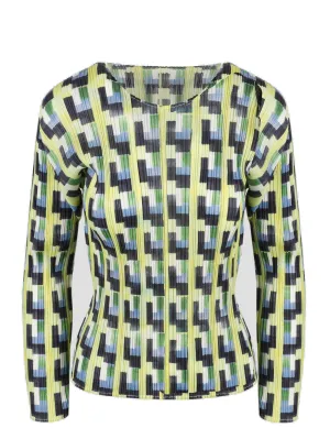 Pleats Please By Issey Miyake Geometric-Printed Crewneck Top