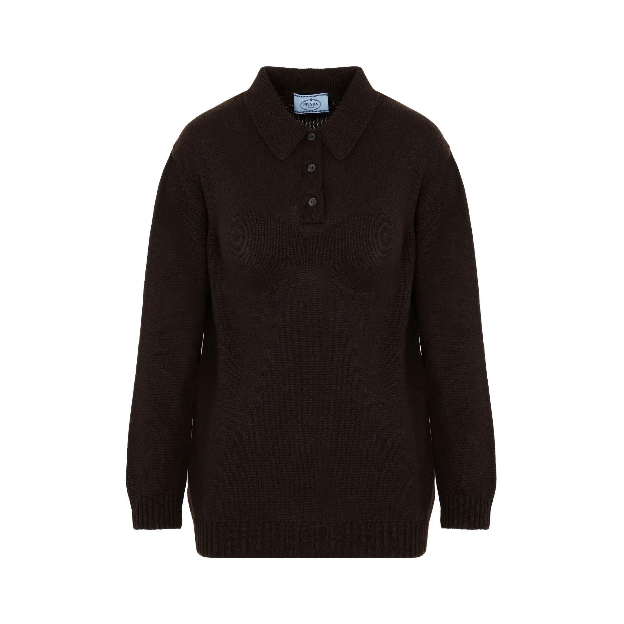 Prada Long-Sleeved Knit Polo Jumper
