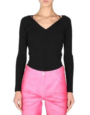 Proenza Schouler White Label Lightweight Rib Knit V-Neck Top