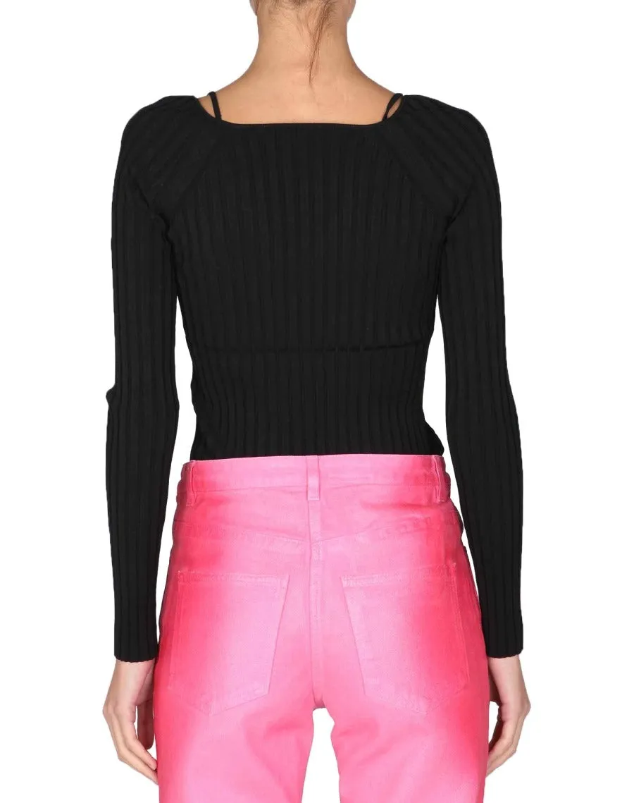 Proenza Schouler White Label Lightweight Rib Knit V-Neck Top