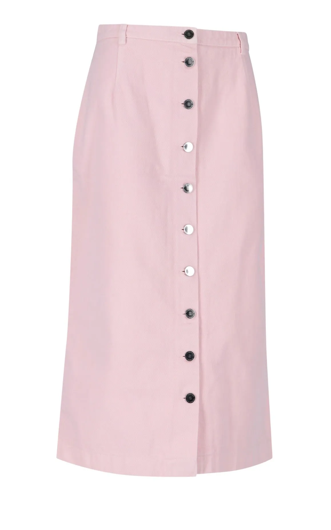 Raf Simons Button-Up Denim Midi Skirt