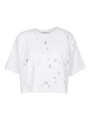 REDValentino Broderie-Anglaise Crewneck T-Shirt