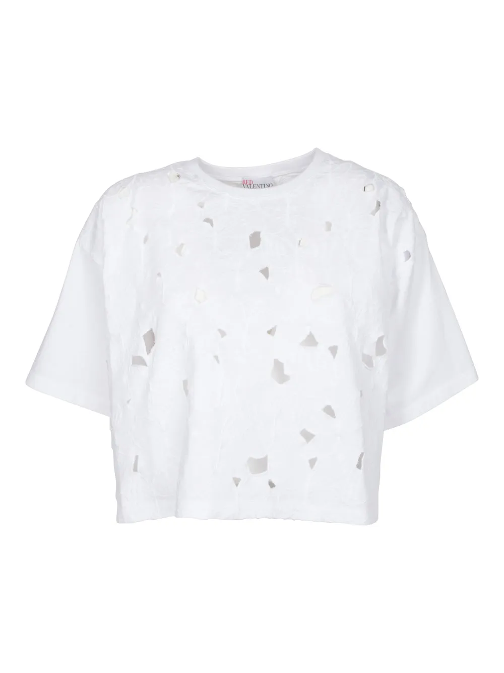 REDValentino Broderie-Anglaise Crewneck T-Shirt