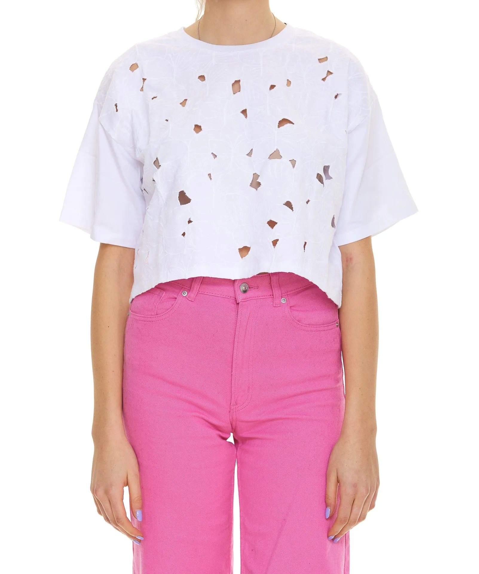 REDValentino Broderie-Anglaise Crewneck T-Shirt
