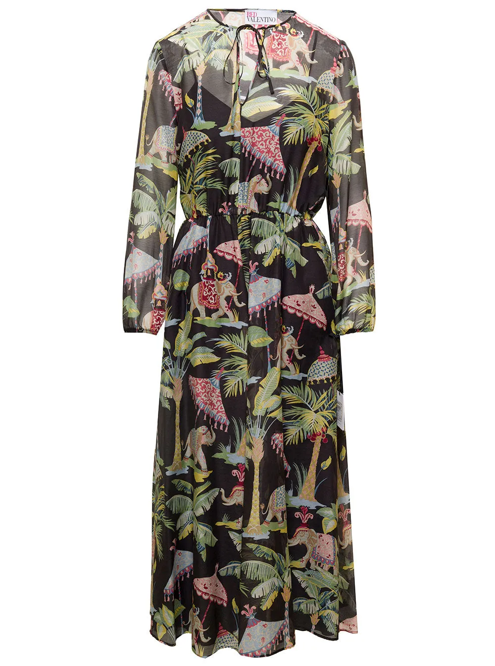 REDValentino Graphic Printed Long-Sleeved Dress