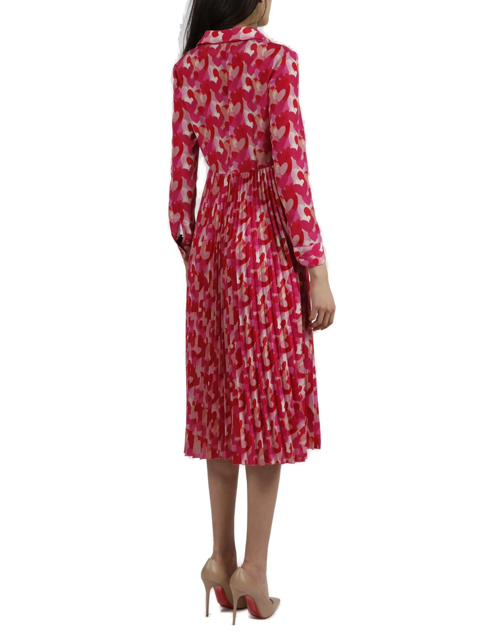 REDValentino Heart Printed Pleated Midi Dress