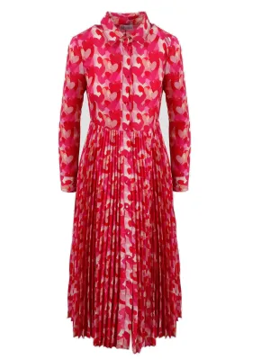 REDValentino Heart Printed Pleated Midi Dress