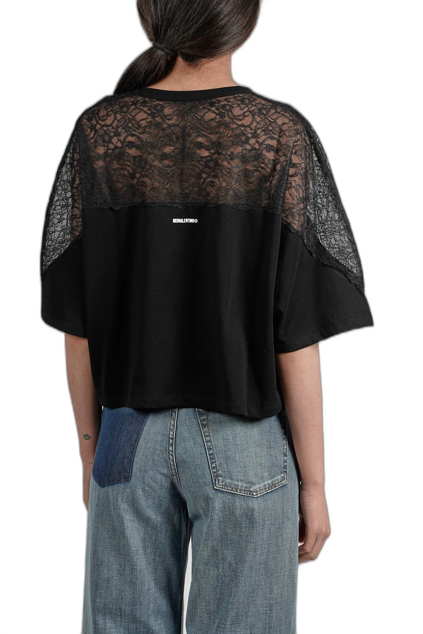 REDValentino Lace Detailed Crewneck T-Shirt