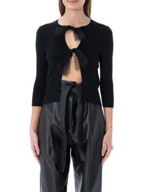 REDValentino Tulle Bow Knit Cardigan