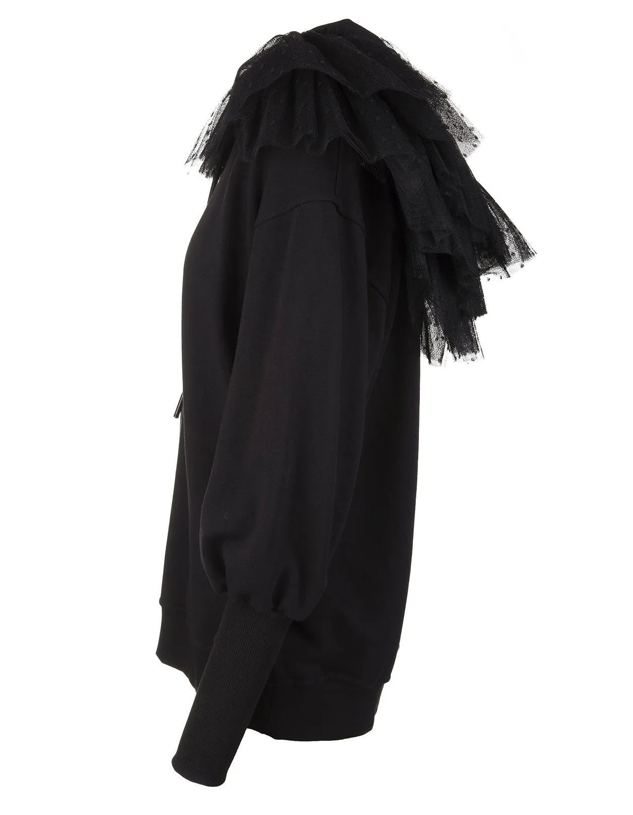 REDValentino Tulle-Detailed Drawstring Sweatshirt Dress