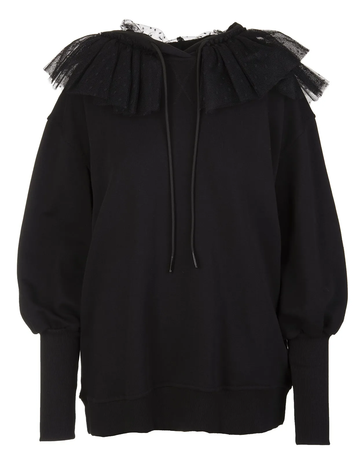 REDValentino Tulle-Detailed Drawstring Sweatshirt Dress