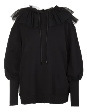 REDValentino Tulle-Detailed Drawstring Sweatshirt Dress