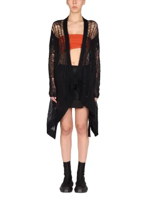 Rick Owens Distressed-Effect Open-Knit Long Sleeved Cardigan