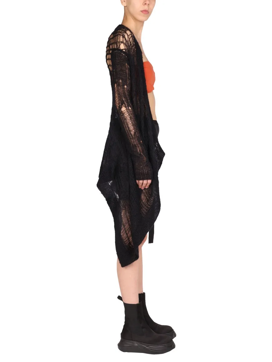 Rick Owens Distressed-Effect Open-Knit Long Sleeved Cardigan