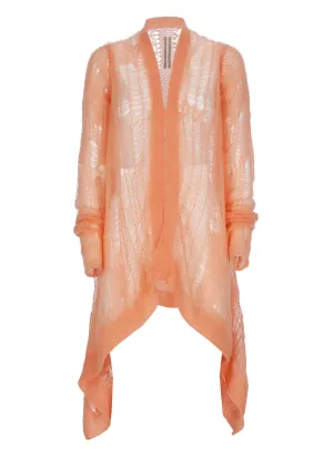 Rick Owens Distressed-Effect Open-Knit Long Sleeved Cardigan