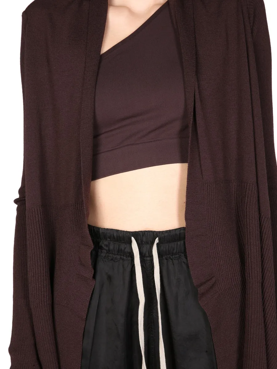 Rick Owens Draped Wrap Ribbed-Knit Cardigan