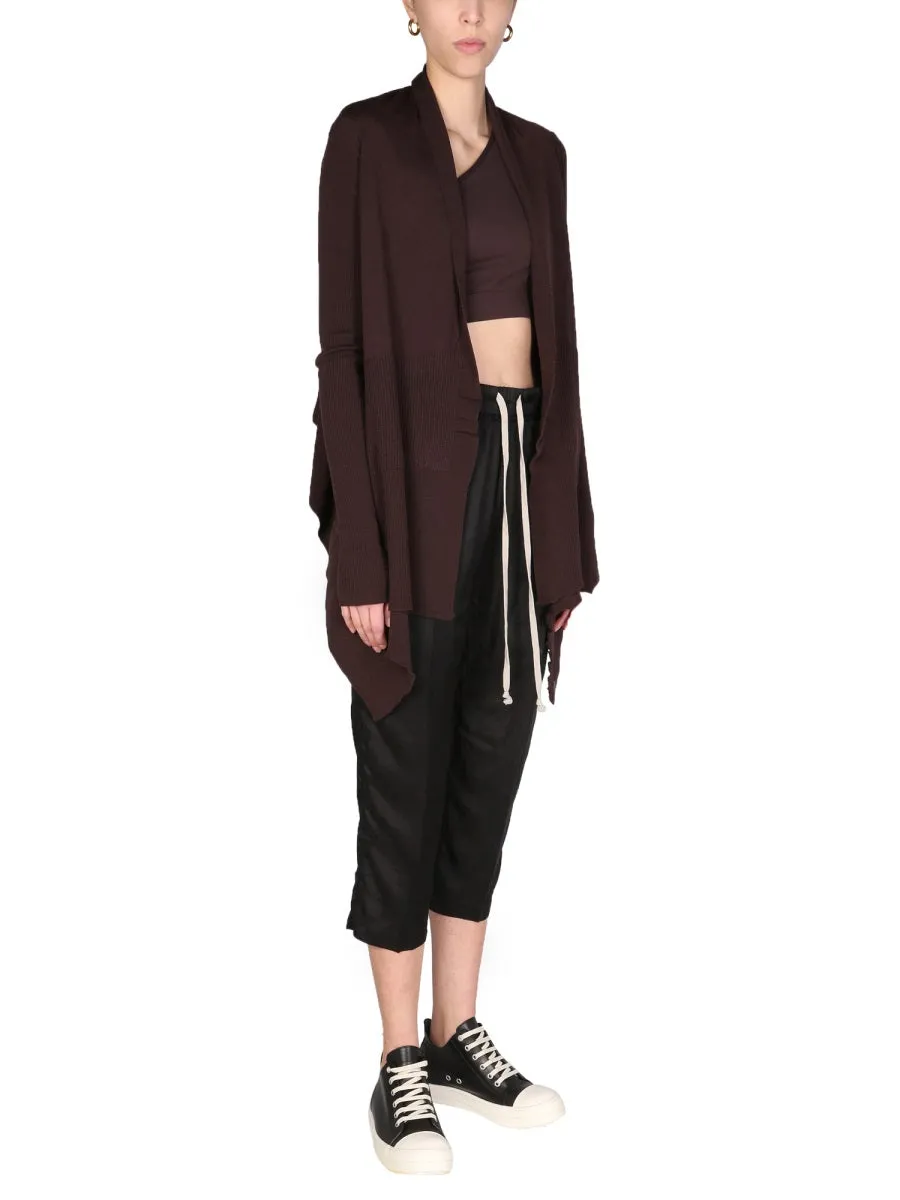 Rick Owens Draped Wrap Ribbed-Knit Cardigan