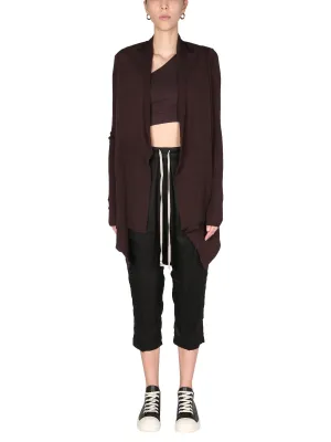 Rick Owens Draped Wrap Ribbed-Knit Cardigan