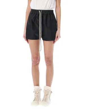 Rick Owens Fog Drawstring Leather Shorts