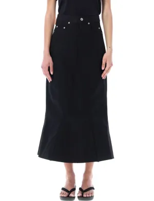 Rick Owens Mermaid-Cut High Waist Midi Denim Skirt