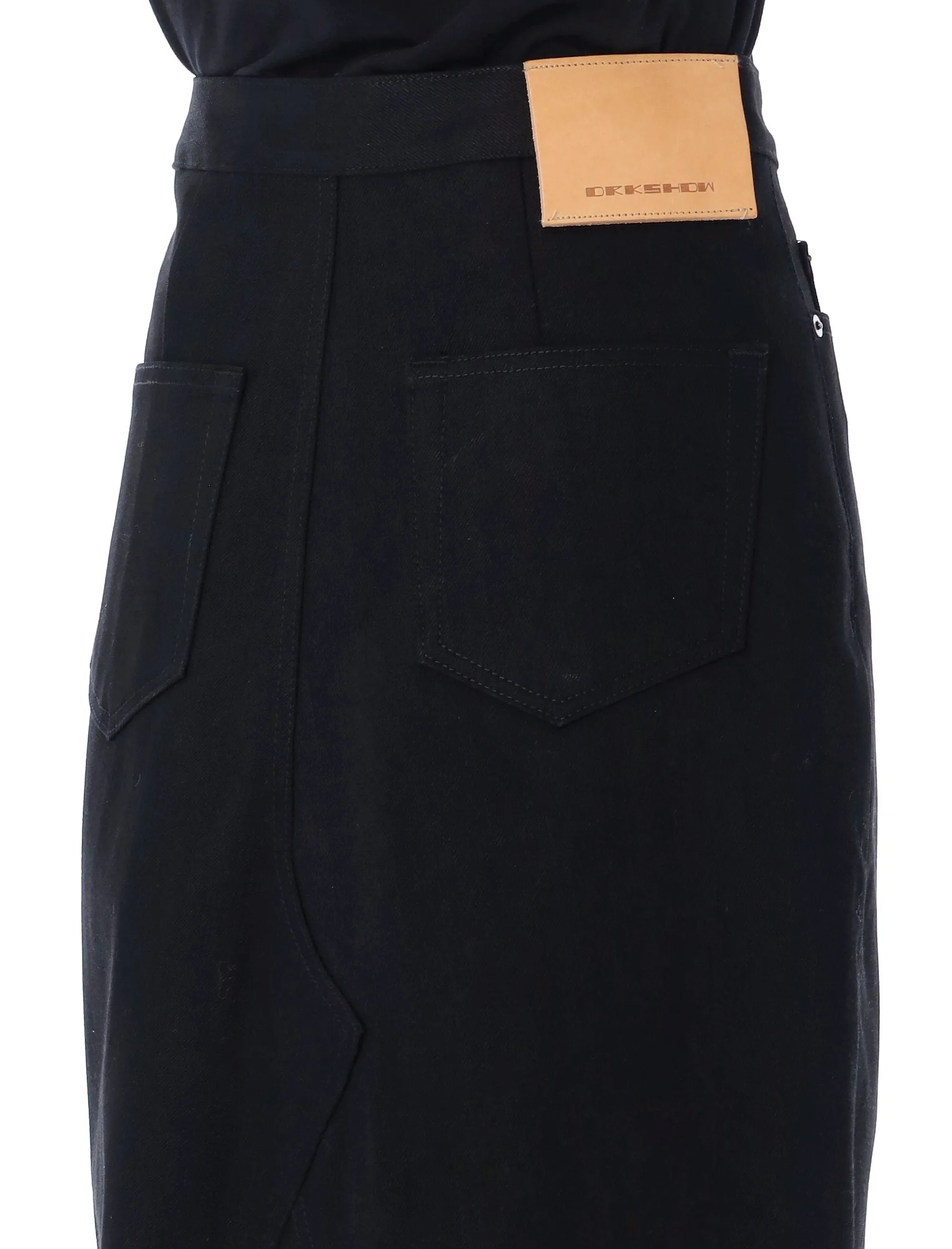 Rick Owens Mermaid-Cut High Waist Midi Denim Skirt
