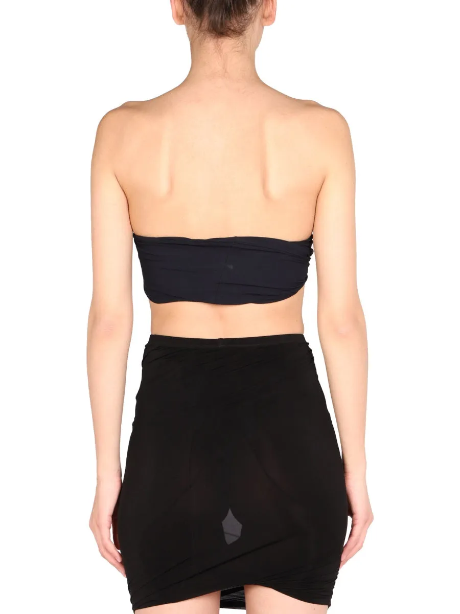 Rick Owens Ruched-Detailed Bandeau Cropped Top