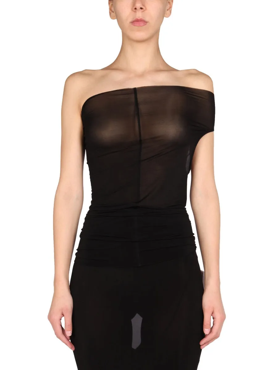 Rick Owens Semi-Sheer One Shoulder Top