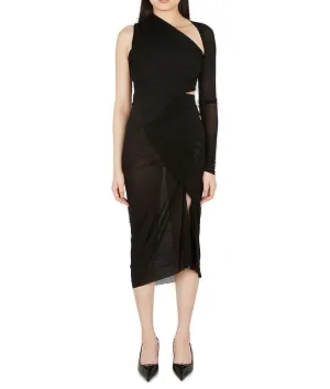 Rick Owens Single Sleeve Ruched Midi Dress