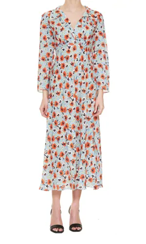 Rixo Floral Printed Flared Midi Dress