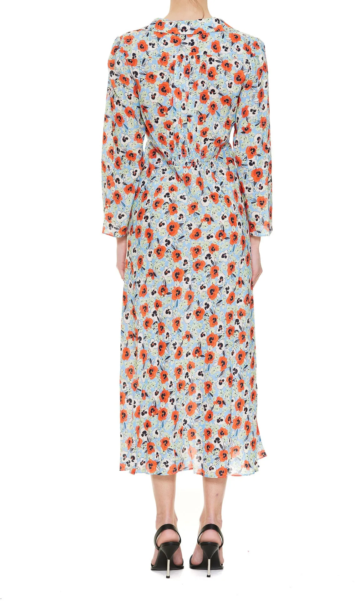 Rixo Floral Printed Flared Midi Dress