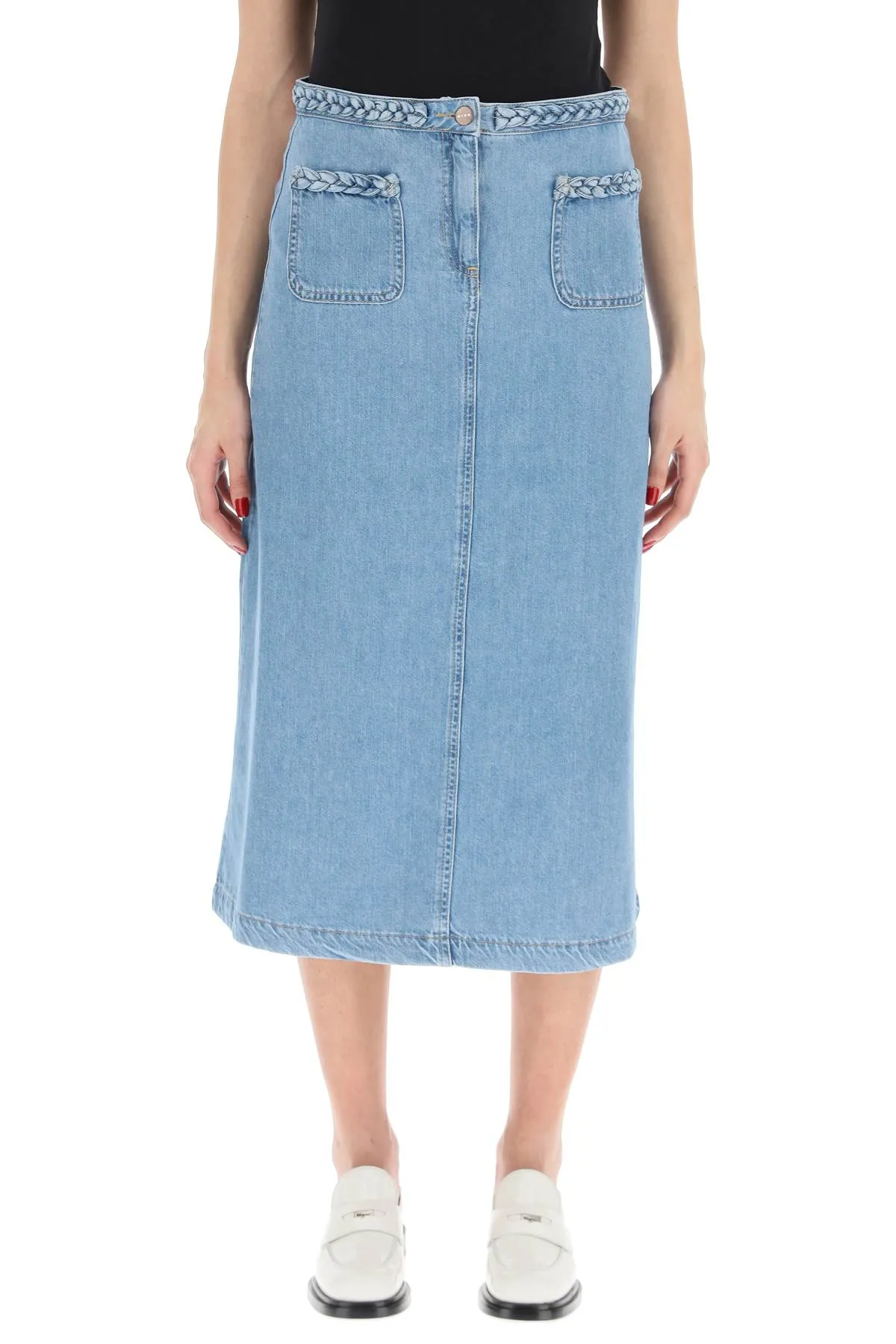 Rixo Maxine A-Line High Waist Midi Skirt