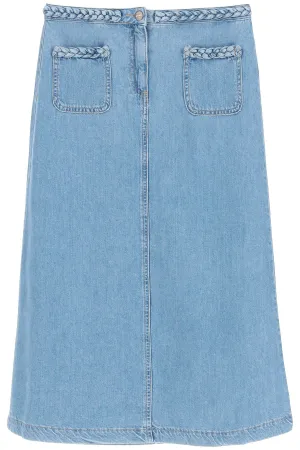 Rixo Maxine A-Line High Waist Midi Skirt
